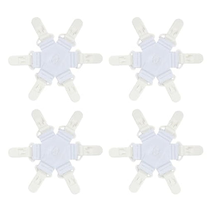 Bed Sheet Detangler with 6-Clip, WAD Preventer Stop Bed Sheets/Duvet Covers/Blankets from Tangling, Twisting & Balling Up in Dryer Washer and Dryer, 4 Pcs(White) - color: White