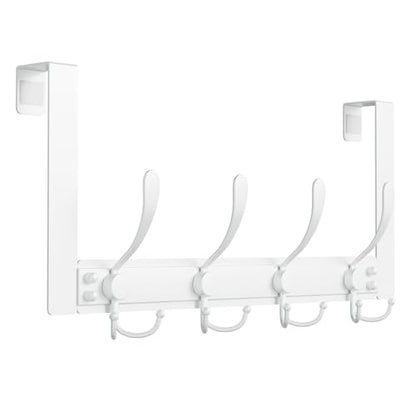 Heavy Duty Over The Door Towel Rack for Bathroom, White Door Towel Hanger - color: White
