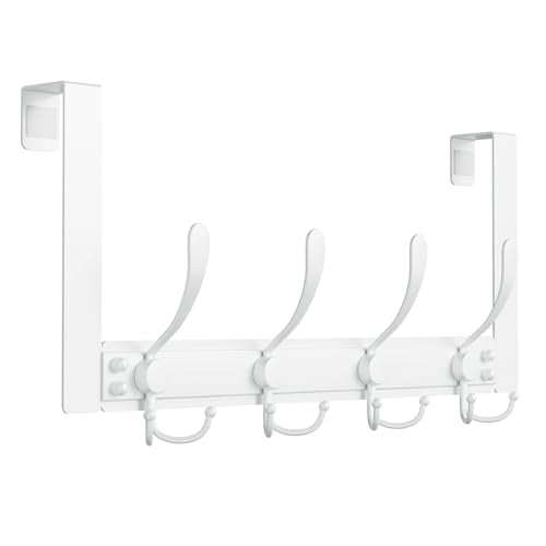 Heavy Duty Over The Door Towel Rack for Bathroom, White Door Towel Hanger - color: White