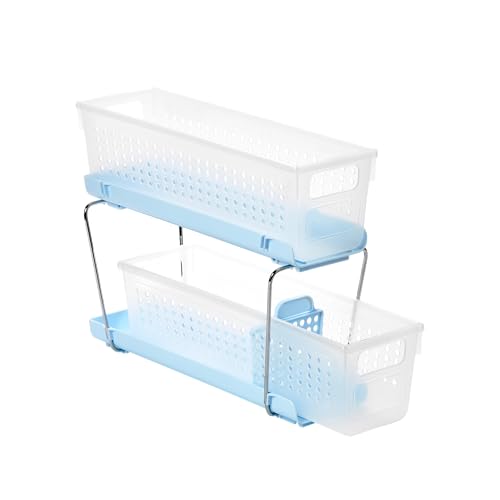 madesmart Compact Two Tier Organizer, Blue - color: Blue
