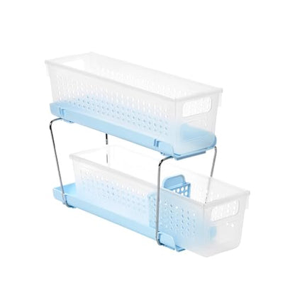 madesmart Compact Two Tier Organizer, Blue - color: Blue