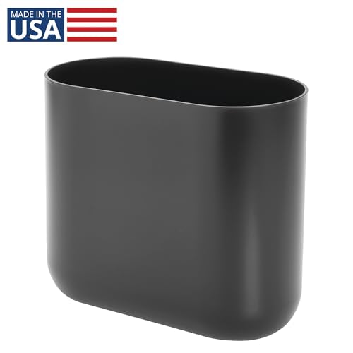 iDesign Small Slim Plastic Bathroom Trash Can, Gray - color: Charcoal, style: Pack of 1
