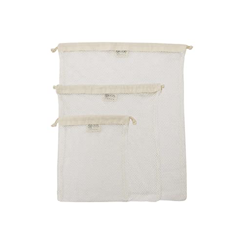 Simple Ecology Organic Cotton Mesh Laundry Bag – Set of 3 (L,M,S) - size: Set of 3 (L, M, S)