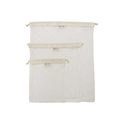 Simple Ecology Organic Cotton Mesh Laundry Bag – Set of 3 (L,M,S) - size: Set of 3 (L, M, S)