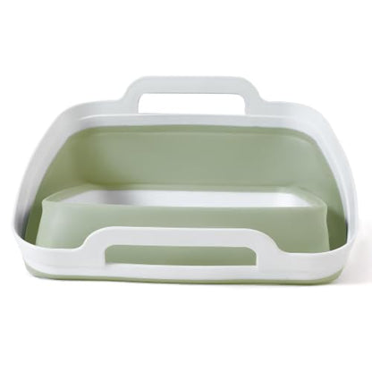 FOSJGO Collapsible Dish Basin with Drain Plug, Foldable Sink, 2.4 Gal (9L) - color: Light Green