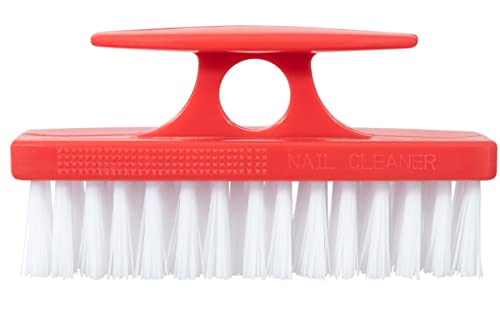 Superio Nail Brush Cleaner with Handle - Durable Brush Scrubber To Clean Toes, Fingernails, Hand Scrubber All Surface Cleaning, Red Heavy Duty Scrub Brush Stiff Bristles, Easy To Hold - color: Red, size: 1 Pack