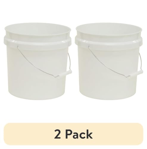 2 Gallon Plastic Bucket 2-Pack with Metal Handle, White