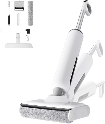 Wet Dry Vacuum Cleaner, Cordless Vacuum Mop Combo for Hard Floors, 23000Pa Powerful Suction, 180° Lay-Flat, Self-Cleaning Floor Washer with 45 Min Runtime, Anti-Tangle Brush, Dual Tank