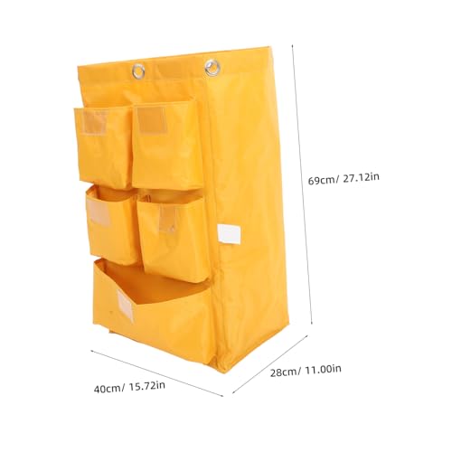 Janitorial Cart Bag Waterproof Canvas Cleaning Tote Large Capacity Cleaning Supply Bag for Housekeeping and Trash Collection - color: Yellow