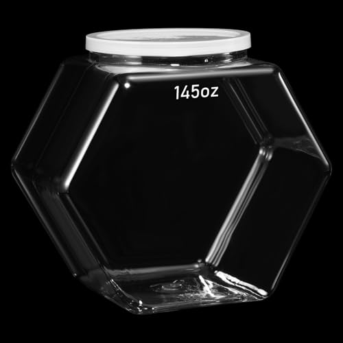 Uiifan Plastic Candy Jar with Lid Clear Hexagonal Fish Bowls,145 Oz - size: 145 oz