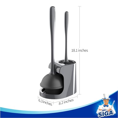 MR.SIGA Toilet Plunger and Bowl Brush Combo for Bathroom Cleaning, Gray - color: Gray, size: One Size