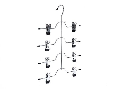 5 Quality 4-Tier Pant Skirt Trouser Hangers Heavy Duty Metal and Clips, Great for Slacks, Trousers, Jeans, Towels (5)