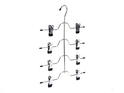 5 Quality 4-Tier Pant Skirt Trouser Hangers Heavy Duty Metal and Clips, Great for Slacks, Trousers, Jeans, Towels (5)