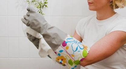 Finnhomy Household Gloves - Latex-Free, Waterproof, Long Cuff, Soft Lining Non-Slip, Adjustable Strap, Multi-Layer Protection, Reusable for Cleaning (2 Pair). - color: Yellow/Grey, size: Large (Pack of 2)