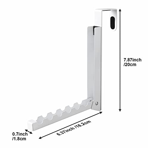 2PCS Over Door Hooks Hanger,Foldable Over Door Drying Laundry Hooks for Hanging Clothes 6 Groves Over Door Towel Racks for Clothes,Coat, Behind Back of Door Bathroom, Bag and Robe( Bright white)