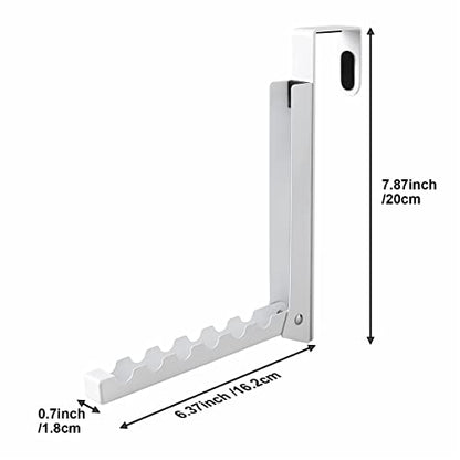 2PCS Over Door Hooks Hanger,Foldable Over Door Drying Laundry Hooks for Hanging Clothes 6 Groves Over Door Towel Racks for Clothes,Coat, Behind Back of Door Bathroom, Bag and Robe( Bright white)