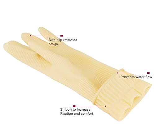 Mamison Kitchen Rubber Glove Pink (XXL Size 1 Pairs) Reusable Waterproof Household Dish washing Cleaning Rubber Gloves, Non-Slip Kitchen Gloves (White)