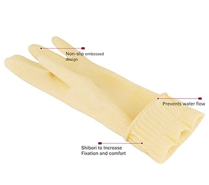 Mamison Kitchen Rubber Glove Pink (XXL Size 1 Pairs) Reusable Waterproof Household Dish washing Cleaning Rubber Gloves, Non-Slip Kitchen Gloves (White)
