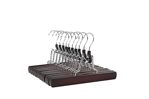Amazon Basics Wooden Pants Hangers Closet Organizer, Cherry, 10-Pack - color: Cherry, size: 10-Pack