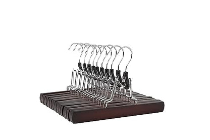 Amazon Basics Wooden Pants Hangers Closet Organizer, Cherry, 10-Pack - color: Cherry, size: 10-Pack