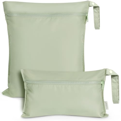 haakaa Wet Dry Bags for Baby, Water Resistant Wet Dry Bag, 2pcs, Grass - color: Grass