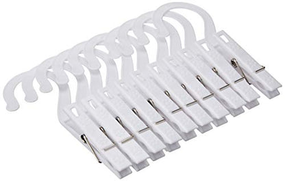 Fox Run Laundry Hooks, Set of 10 Clothing Pin Hooks with Hanging Clips