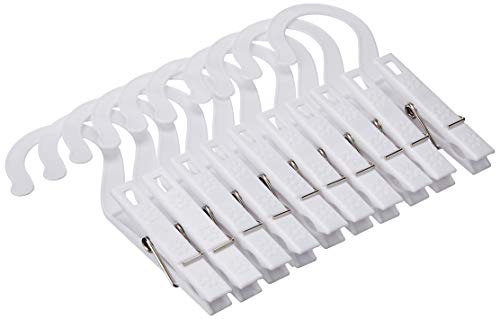 Fox Run Laundry Hooks, Set of 10 Clothing Pin Hooks with Hanging Clips