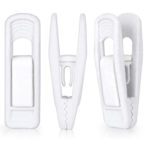 Tinfol White Velvet Hanger Clips, 80PC Pants Velvet Clips, Clothes Hanger Clip Clothes Pin, Strong Finger Flocked Clip Perfect for Slim-line Clothes Velvet Hangers - color: White, size: 80PC