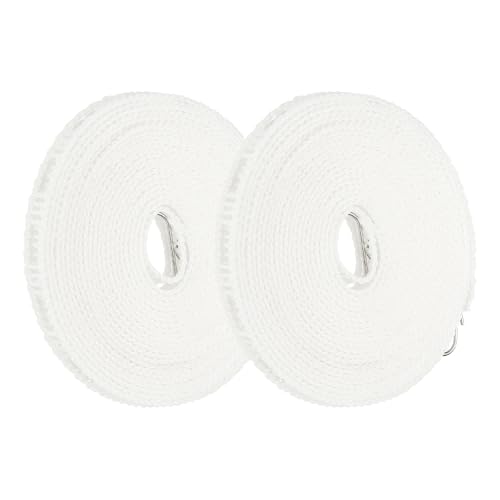 uxcell 2 Pcs Portable Travel Clothesline, 26.2ft Clothes Line Outdoors Travel Hanger Foldable Clothesline Rope with Hooks for Camping Hotel Backyard Home Cruise Ship, White - color: White, size: 8m/26.2ft