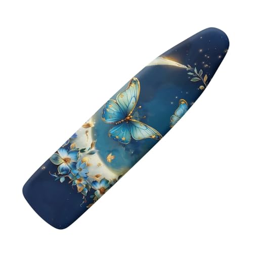 Butterfly Flower Ironing Board Cover and Padding 15 x 54 Non-Slip Ironing Board Protective Ironing Pad Cover Built in Ironing Board Sleeve Home Decor Party Favors Moon Blue - color: Butterfly Flower Blue