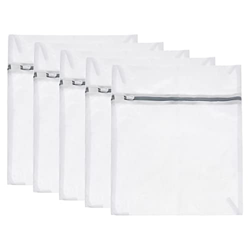 uxcell Mesh Laundry Bags, 5Pcs 9.1"x11.8" Mesh Wash Bag Fine Net Travel Storage Organize Bag with Zipper for Delicate Clothing Laundry Stocking, Gray - color: Gray, size: 9.1"x11.8"