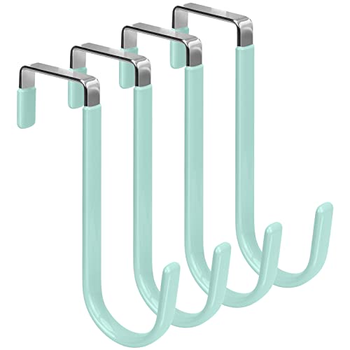FYY Over the Door Hooks, Single-Hanger 4 Pack, Fits Doors 1 3/8" Green - color: A Light Green, size: Short, style: 4 Pack