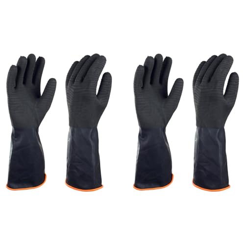 North Tower Chemical Gloves Rubber Heavy Duty Glove Work （14in,2 pair） - size: 14”（2 pair）
