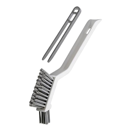 3-in-1 Grout Brush and Crevice Cleaner,with V-Shaped Bristles & Hair Clip-Multi-Surface Gap Cleaning Tool for Bathroom Tiles,Kitchen,Window Tracks,and Narrow Corners (White) - color: White