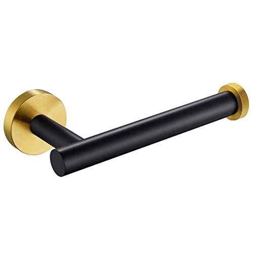 APLusee Toilet Paper Holder, Black & Gold, 304 Stainless Steel - color: Black & Gold