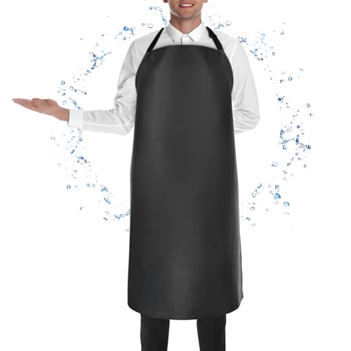 PEASUG Waterproof Butcher Apron Adjustable 43x23 Inch for Kitchen Garden
