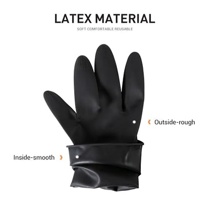 ThxToms 3 Pairs Hair Dye Gloves, Reusable Professional Hair Color Rubber Gloves for Home and Salon Black - size: Medium