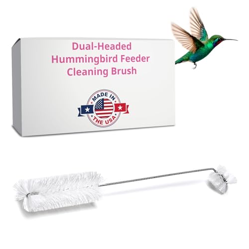 Hummingbird Feeder Cleaning Brush - Dual Purpose-Head - 14" x 1.7" - Long Bottle & Tube Cleaner, Dishwasher-Safe Bristles, Removes Nectar Residue from Nozzle & Narrow Feed Socket by FryOilSaver Co