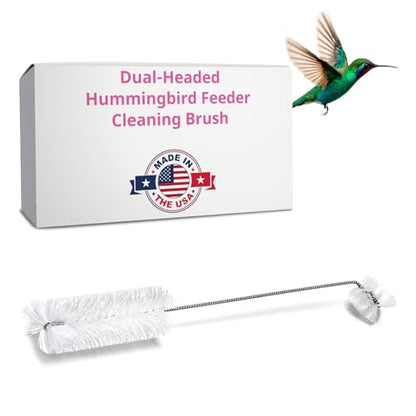 Hummingbird Feeder Cleaning Brush - Dual Purpose-Head - 14" x 1.7" - Long Bottle & Tube Cleaner, Dishwasher-Safe Bristles, Removes Nectar Residue from Nozzle & Narrow Feed Socket by FryOilSaver Co