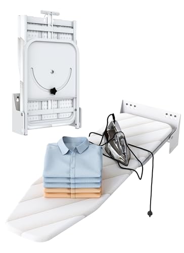 Nisorpa Wall Mounted Ironing Board 37.9" x 11.8", Compact Foldable Iron Board 180° Swivel, Space Saving Wall Ironing Board with Heat Resistant Cover for Laundry Room, Cloakroom, Apartment - size: Wall Mounted Swivel Style