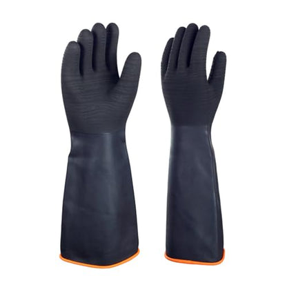 North Tower Heavy Duty Rubber Gloves, Industrial Gloves,Black （18in,1 pair） - size: 18“