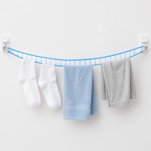 3 Rolls Clotheslines Portable Anti-Slip & Windproof Clothesline with Hooks Strong Durable Windproof Nylon Laundry Clothes Line for Indoor Outdoor Camping Travel, 16ft/Roll