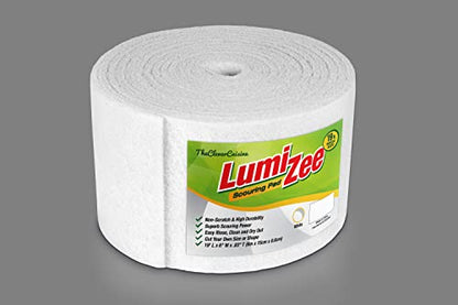 Non-Scratch White Scrubbing Pads Roll 19ft Economy Size Sponge Scouring Pad 19ft x 6in x 0.3in (6m x 15cm x 8mm) Tough Stains for Cleaning Pans Dishes Stoves Kitchen Bathroom Sinks Pots Walls Windows - color: White - Non Scratch