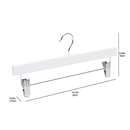 Amazon Basics Durable Wooden Pants and Skirt Hangers with Clips, Closet Organizer, White, 10-Pack - size: 10-Pack