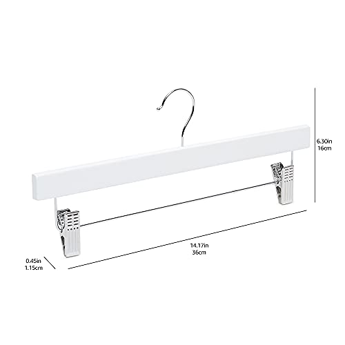 Amazon Basics Durable Wooden Pants and Skirt Hangers with Clips,Closet Organizer,White,(Pack of 60) - size: 60-Pack