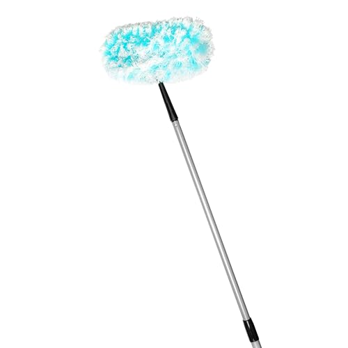 Fuller Brush Fuzzy Fan Duster – Dust & Clean Ceiling Fans, Walls, Woodwork – Polystatic & Microfiber Grabs & Holds Dust, Lint, Cobwebs & Dirt - Fan Duster with Handle (Teal)