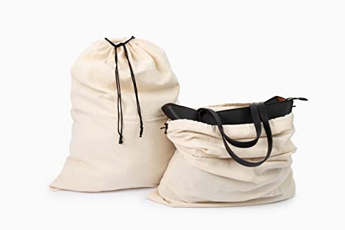 Muslin Cotton Storage Bags with Drawstring - Toy & Shoe Storage for Travel - Dust-proof, Lint-free (3 Small: 15"x12") - size: 3 Small: 15"x12"