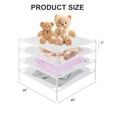 Sweater Drying Rack, 4-Layer Clothes Drying Rack Flat Mesh Drying Rack Clothing Stackable Laundry Drying Rack for Sweaters Socks Toys Indoor&Outdoor Use - size: 4-tier