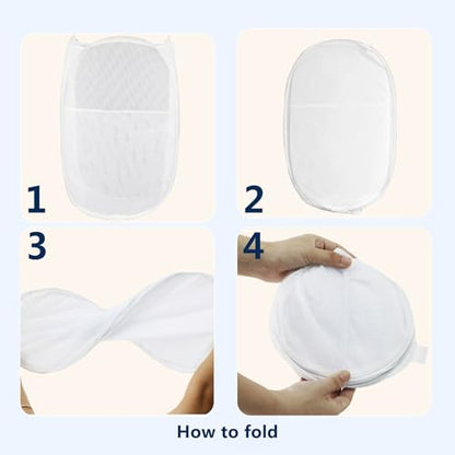 Pop Up Laundry Hamper, Mesh Laundry Basket Collapsible, Foldable Hamper for Travel and Storage, 3 Pack (White+Pink+Blue) - color: 3P White+Pink+Blue