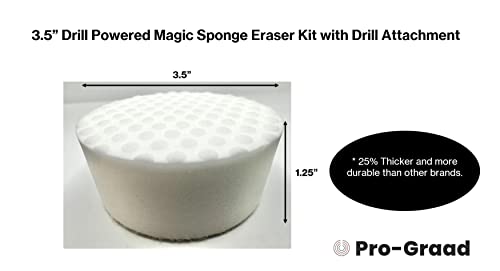3.5” Drill Powered Magic Sponge Eraser 6 Pieces Kit with Drill Attachment - size: Round 3.5" x 1.25" Kit